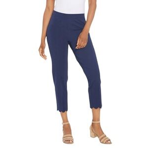 ISAAC MIZRAHI LIVE! Size 2P
Stretch Crop Pants w/ Scallop Hem NAVY
